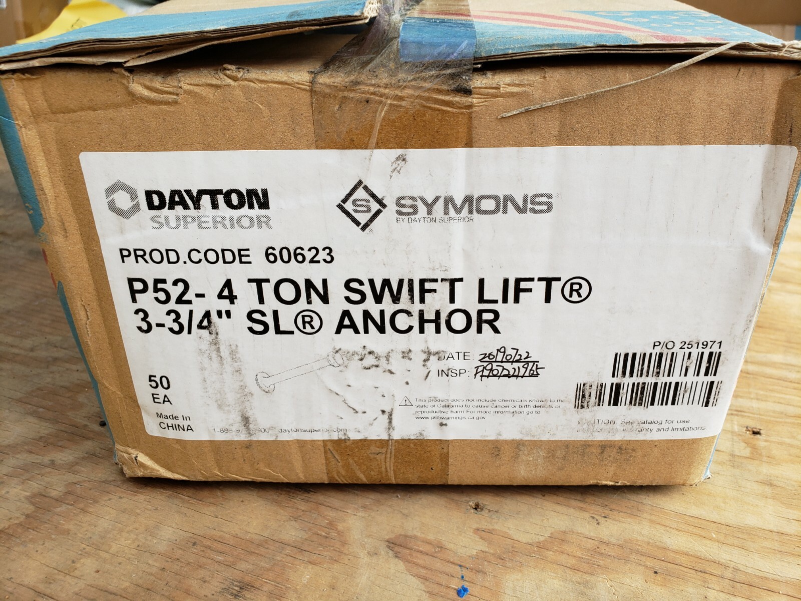 P52-4 TON SWIFT LIFT ANCHORS 4-3/4″ – Dayton Superior 50 PCS 60623