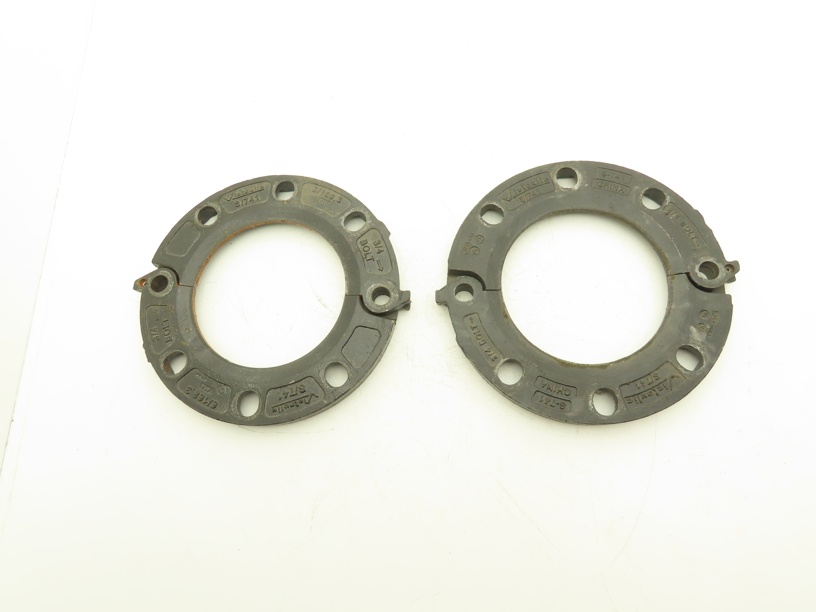 Victaulic 6″-741 Grooved Pipe Split Flange Adapter Ductile Iron 8-Bolt Lot of 2