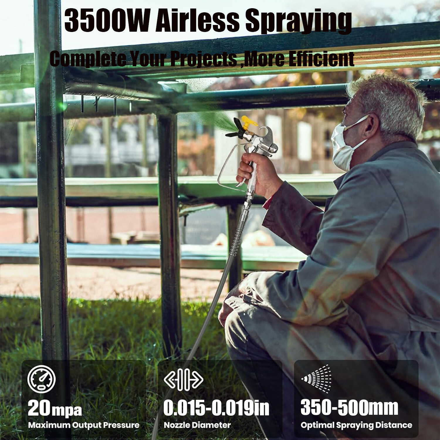 3500W High Pressure Airless Paint Sprayer High Efficiency Power Painting 220V