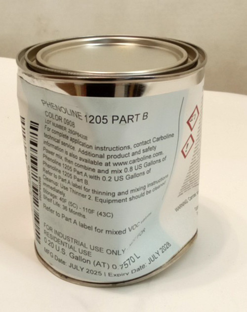 Carboline Phenoline 1205 Part B Color 0908 Light Gray Epoxy Novolacs 0.20 Gallon