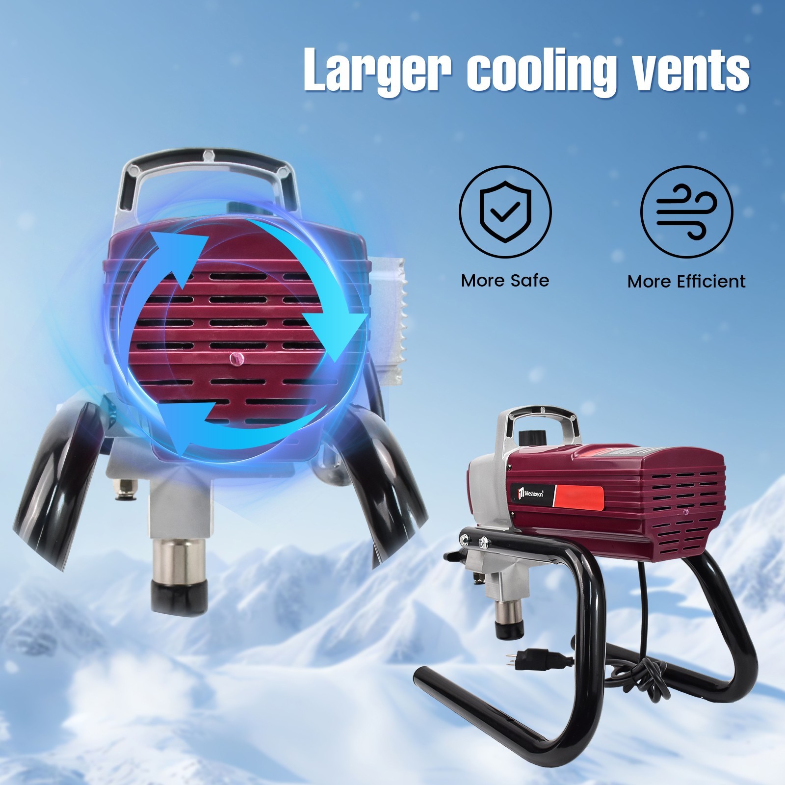 5HP Electric Airless Paint Sprayer High Efficient 3300PSI W/Extension Rod 110V