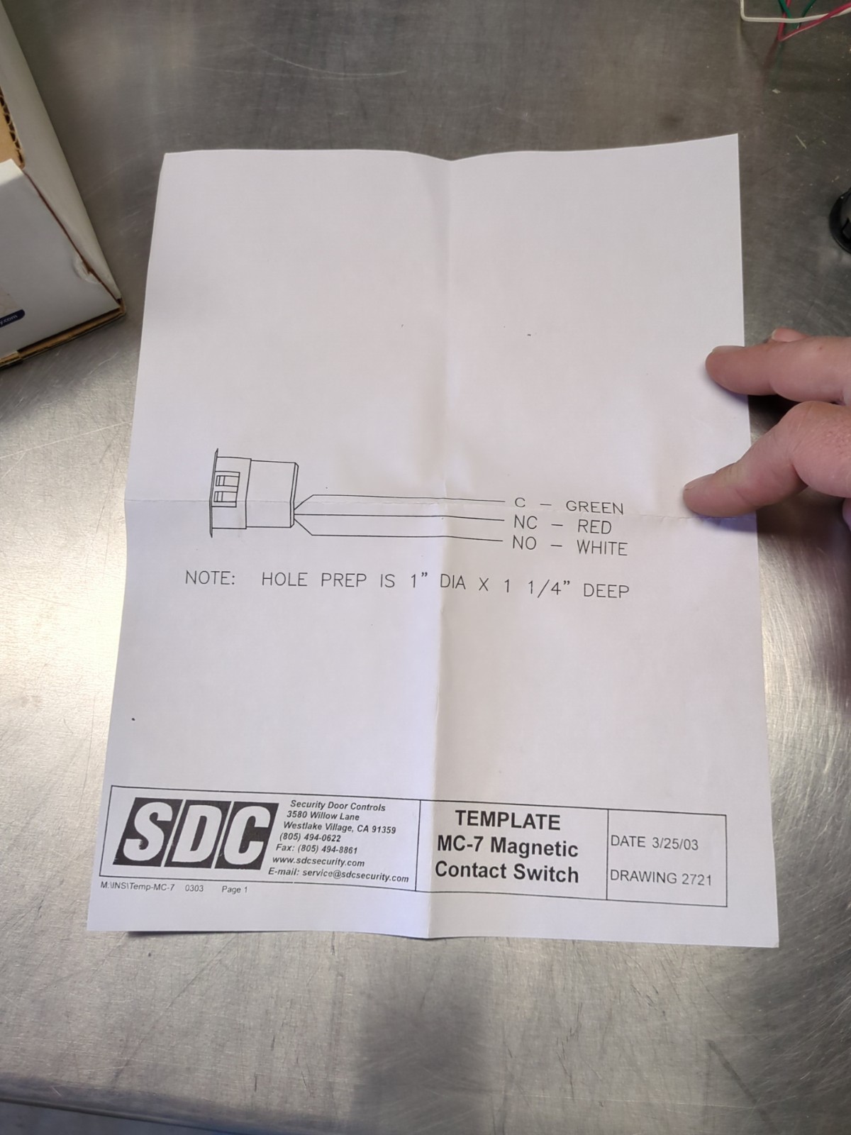 SDC Security Door Controls MC-7 Hi SEC Mag Contact (qty:1)