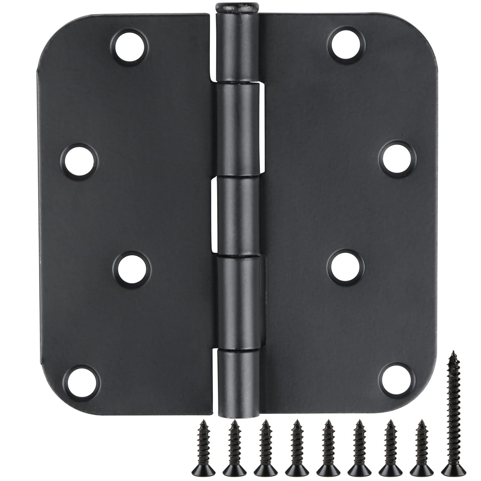18 Pack Black Door Hinges 4 Inch x4 Rounded Heavy Duty Exterior Door Hinges B…