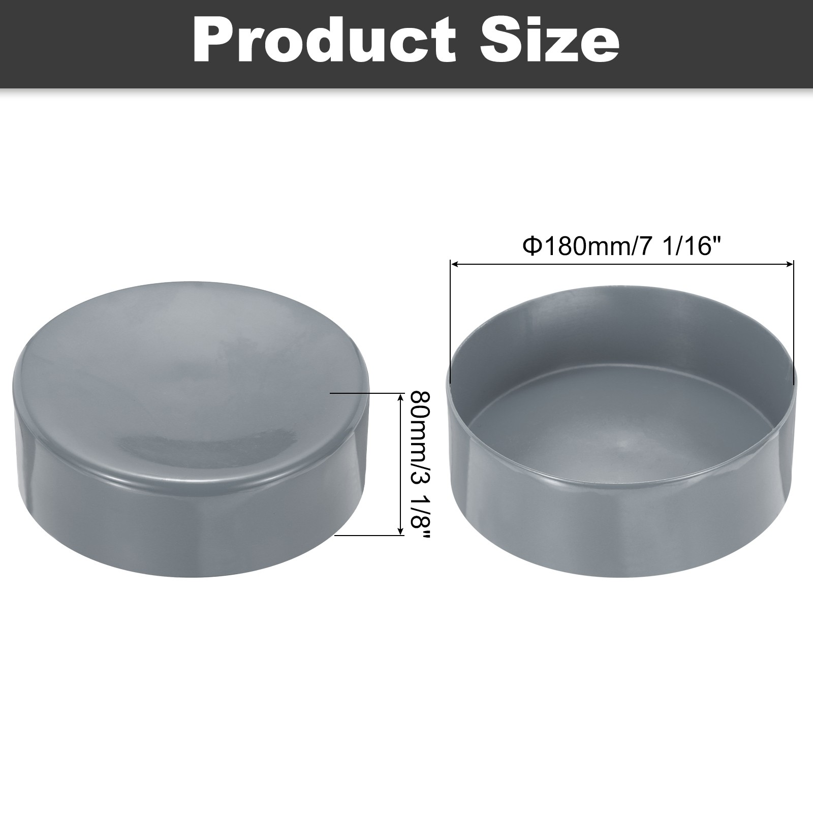 180mm (7 1/16″) ID Rubber End Caps Pipe & Fence Post Protectors,Light Gray