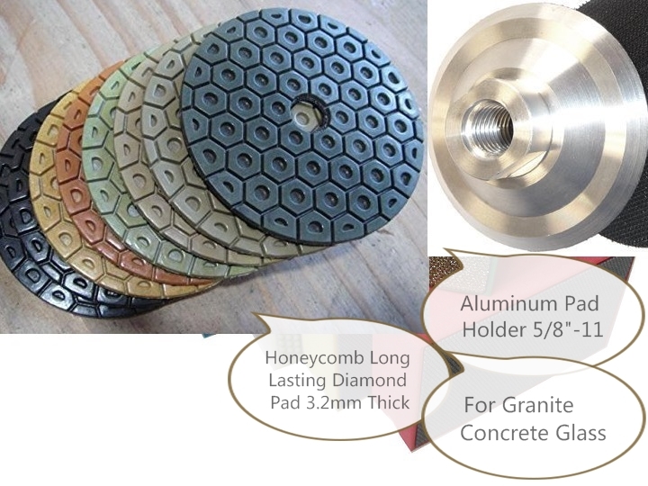 5″ Diamond 3.2mm Thick Long Lasting Polishing Pad Aluminum Backer Granite stone