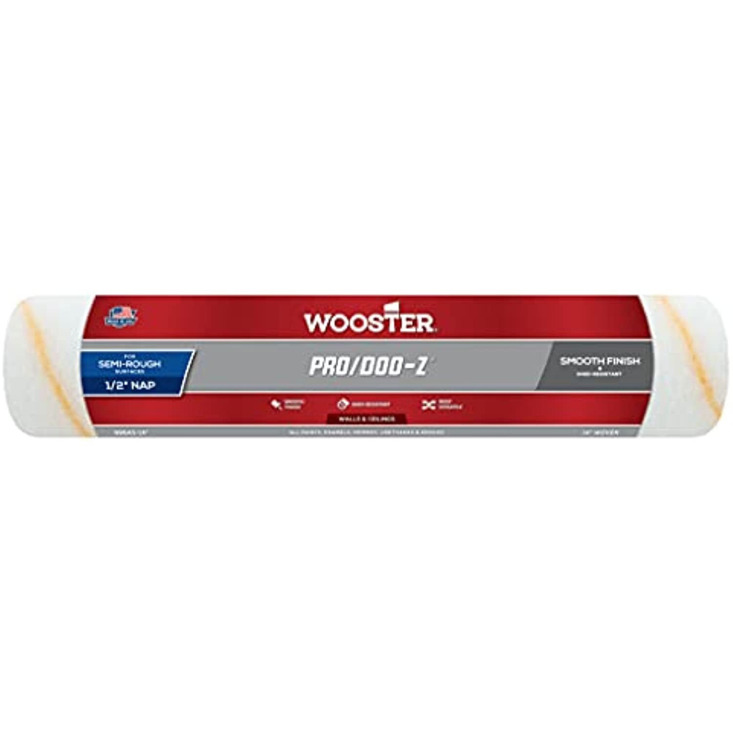 Wooster Brush RR643-14 Pro/Doo-Z Shed Resistant Paint Roller, 1/2 in Nap, 14 in