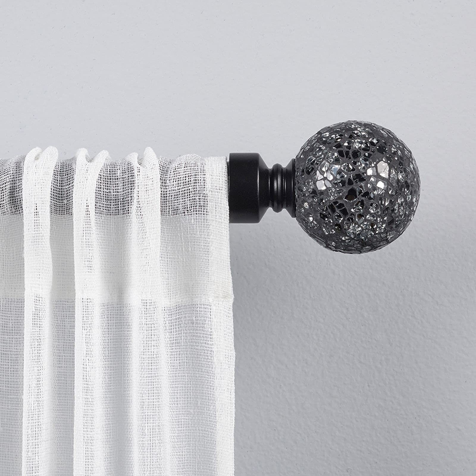 Exclusive Home Black Pearl Mosaic 1 Curtain Rod And Coordinating Finial Set