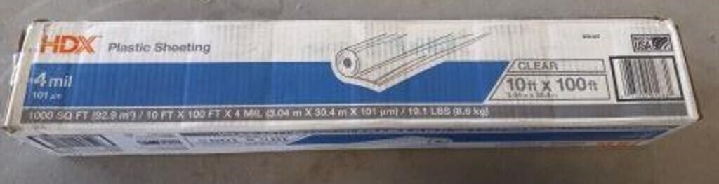 Clear 4 mil Plastic Sheeting HDX 10 ft. x 100 ft. NEW