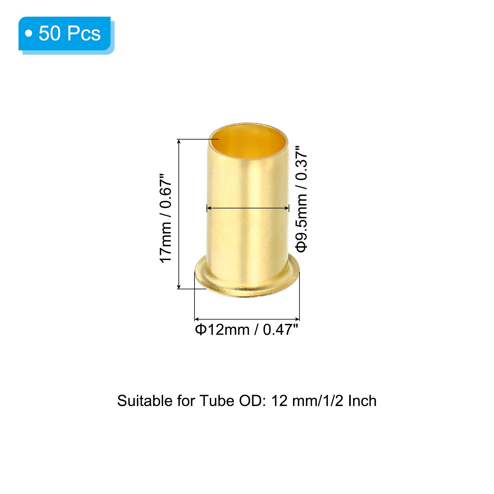 50Pcs Brass Compression Insert Compression Insert Tube Support for 1/2″ OD Tube