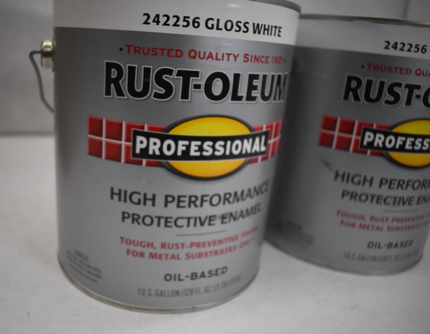 Lot of 2 Rust-Oleum 242256 High Performance Gloss White VOC Enamel 1 gal