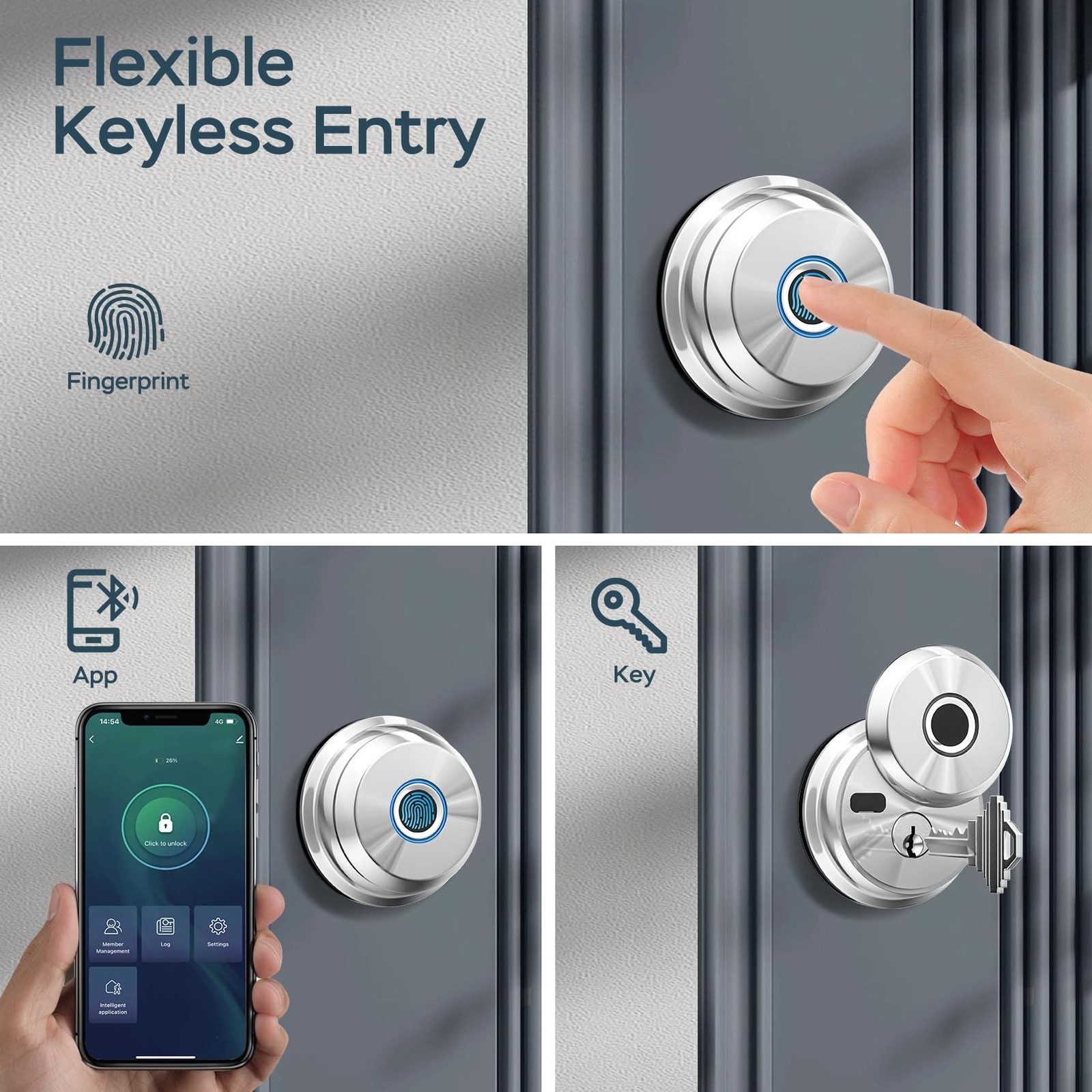 Deadbolt Smart Lock, Fingerprint Deadbolt Smart Door Lock with App Control, S…