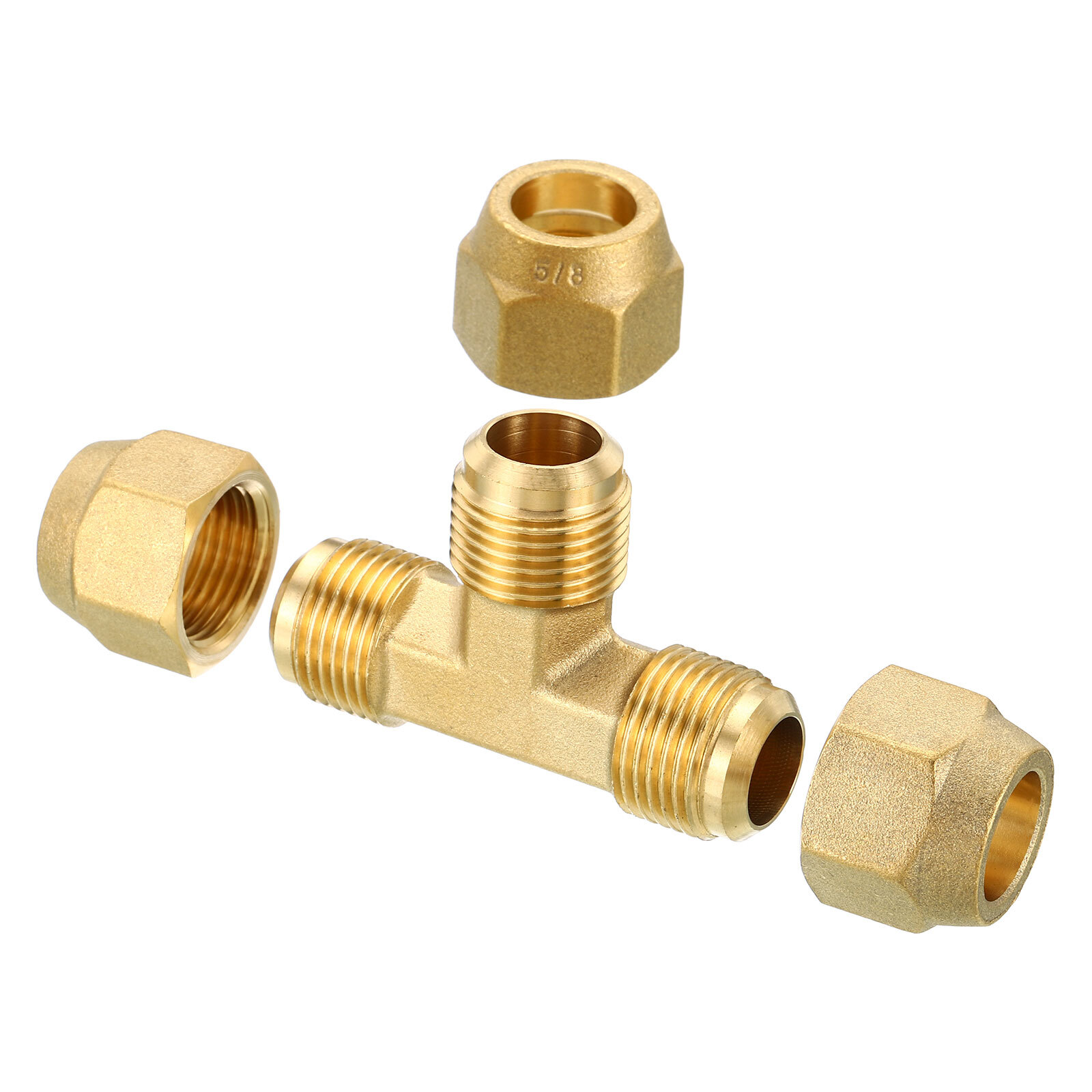 Brass Fitting Flare Tee Tube Fitting with Nut 5/8″ x 5/8″ x 5/8″