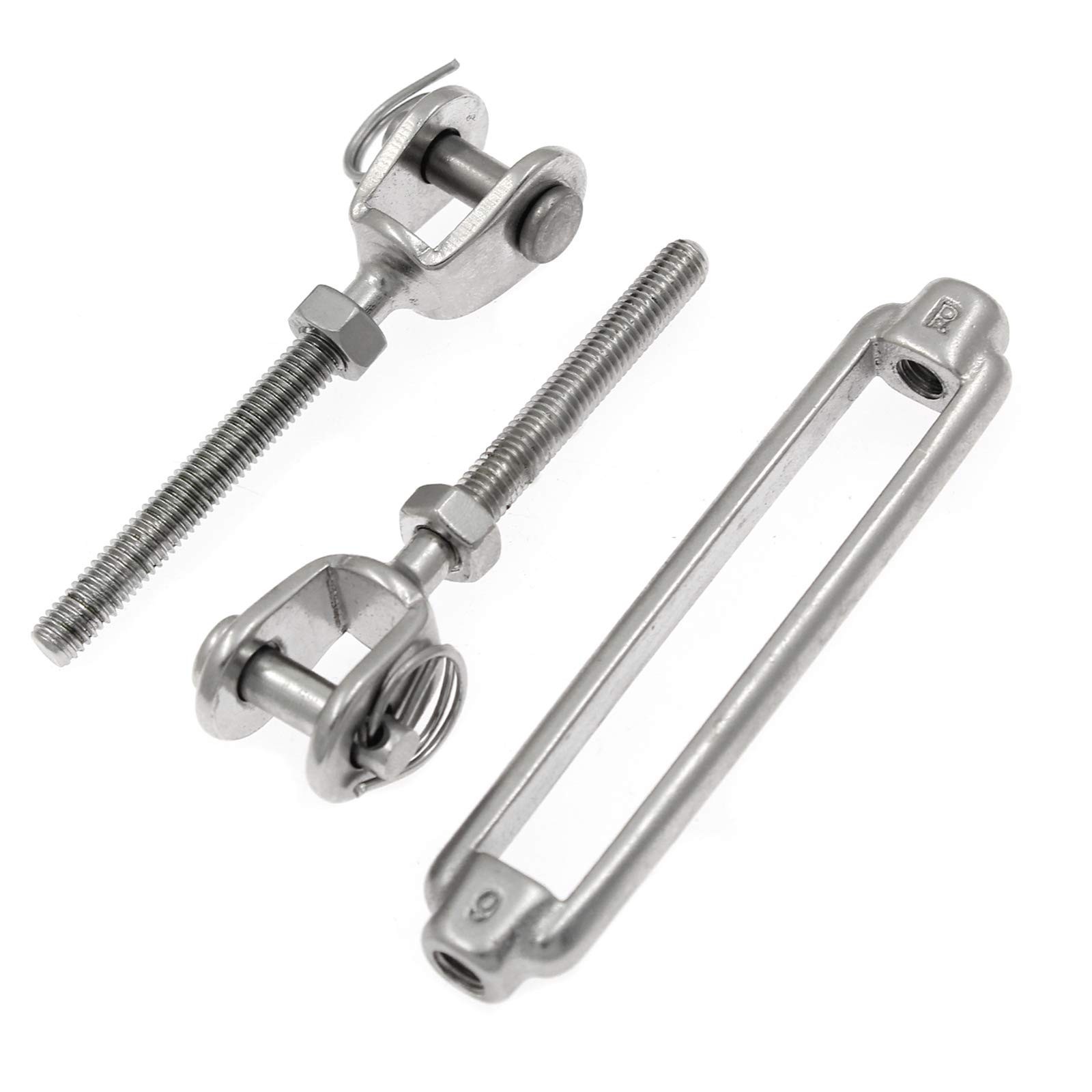 2PCS 316 Stainless Steel Jaw and Jaw Turnbuckle, 6mm Threaded Diameter x 2.7″…