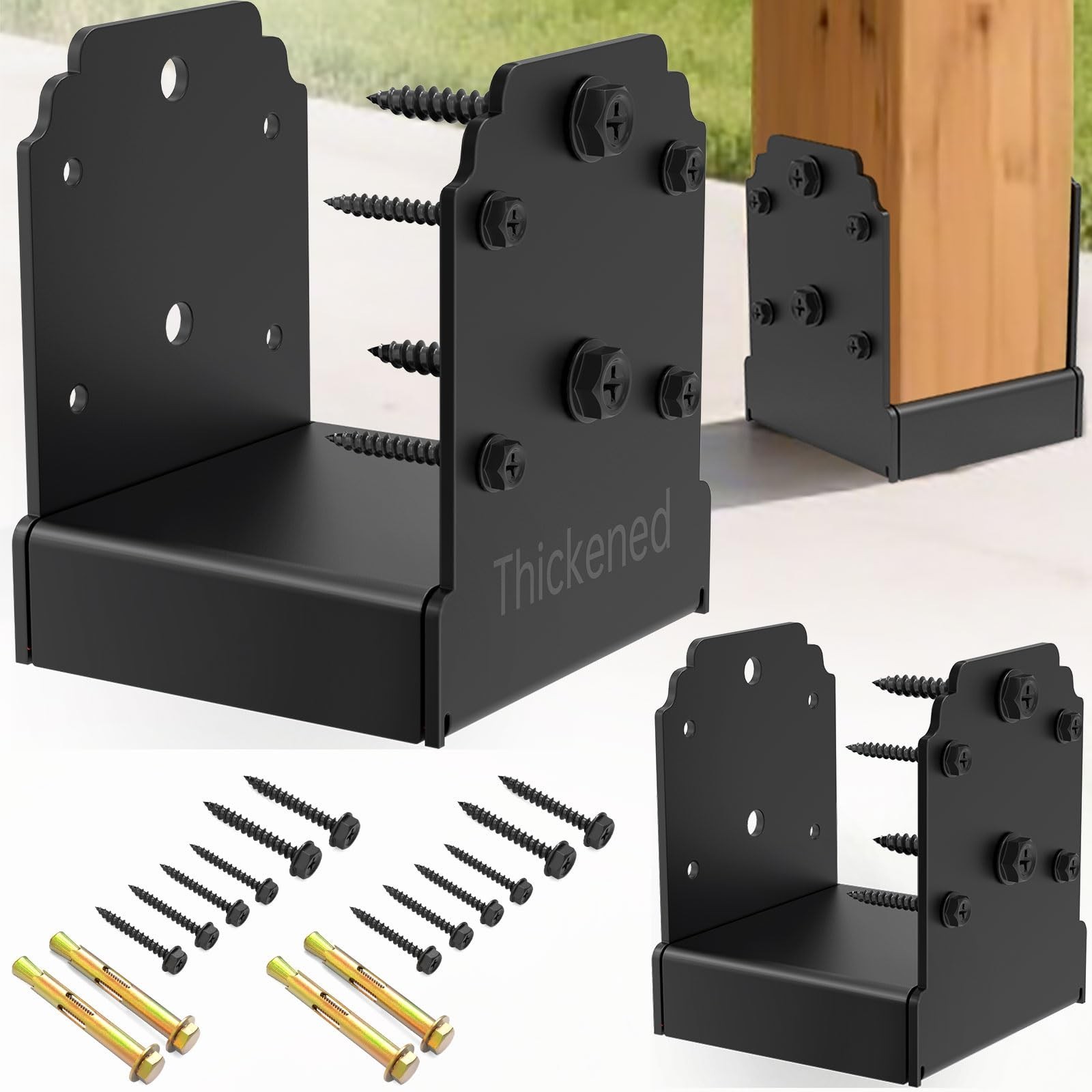 Heavy-Duty 6×6 Post Base Bracket for Concrete, 1″ Elevated Base | Hidden Fast…