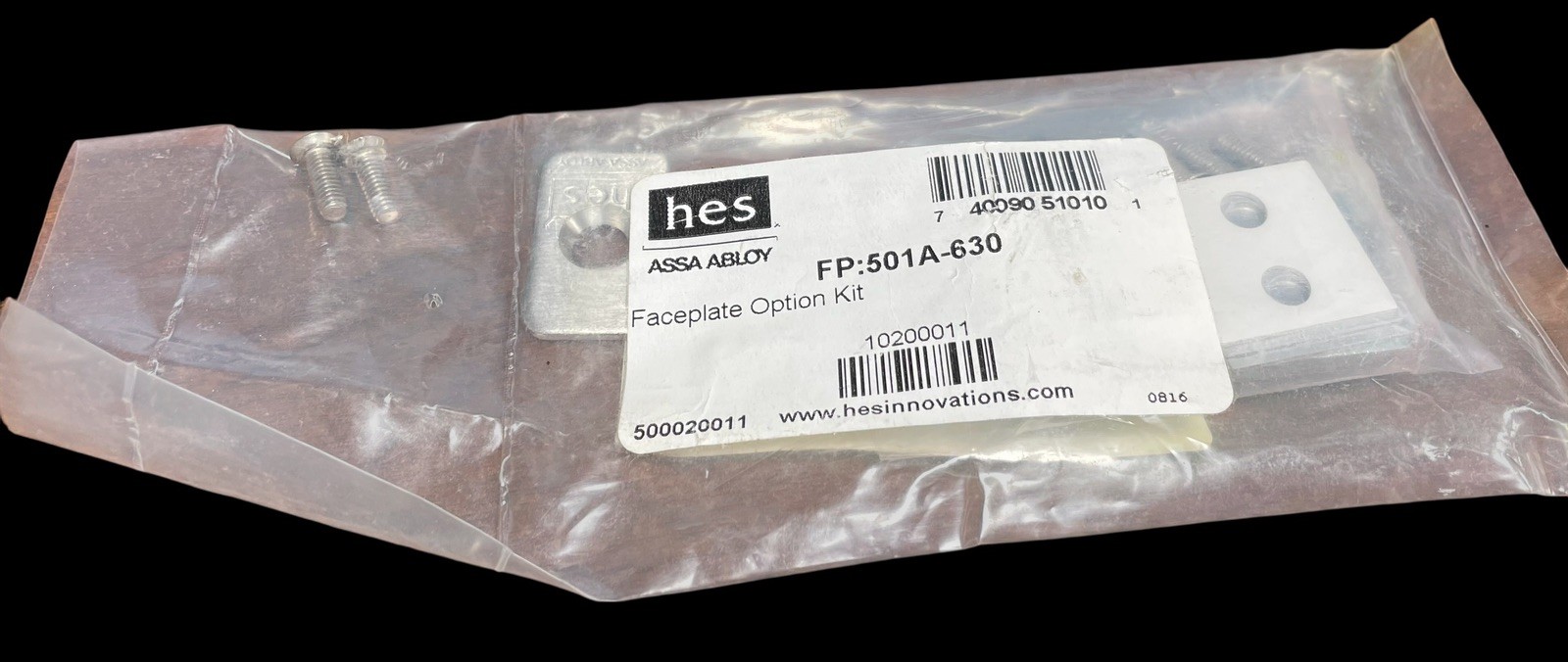 HES 501A-630 Faceplate Only 5000 Series 4-3/4 x 1-1/4 Silver Stainless Steel