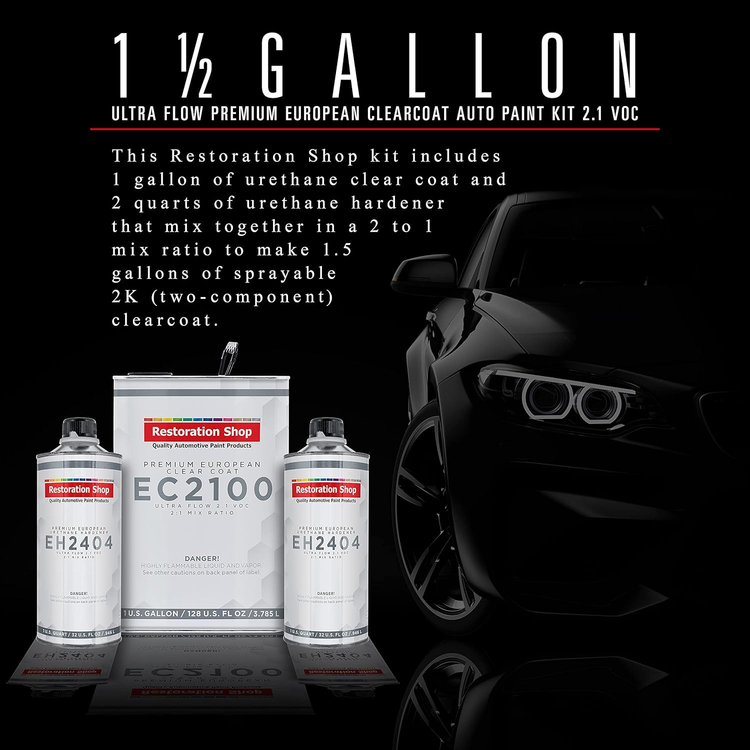 Restoration Shop 1.5 Gallon Ultra Flow Premium European Clearcoat Auto Paint Kit