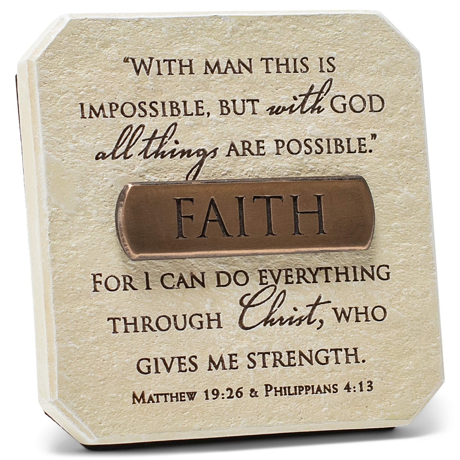 Lighthouse Christian Products Faith in Christ Sandstone 3.75 x 3.75 Cast Ston…