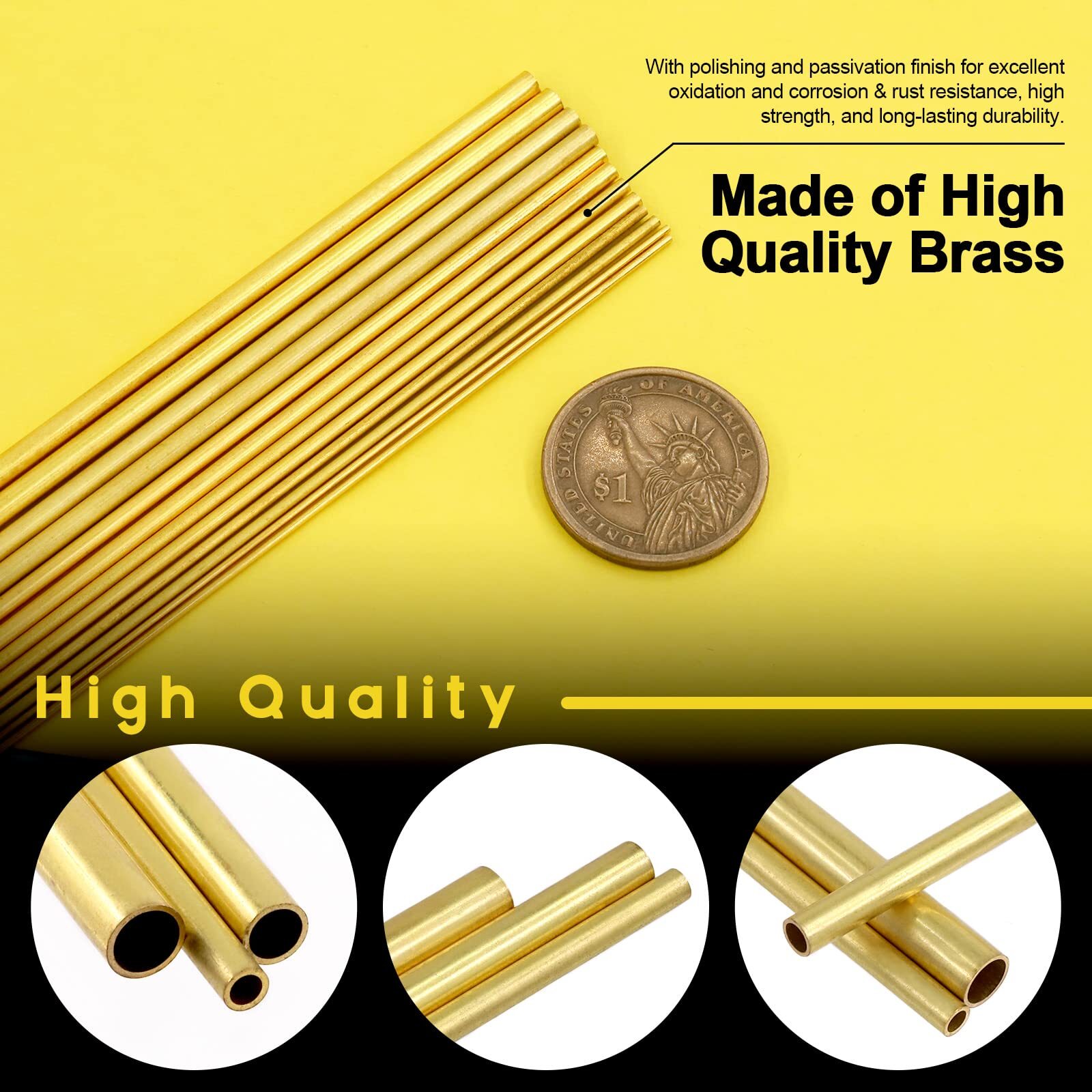 Brass Tube 1mm 2mm 3mm 4mm 5mm 6mm 7mm 8mm 9mm 10mm 11mm 12mm 13mm O.D. x 300mm
