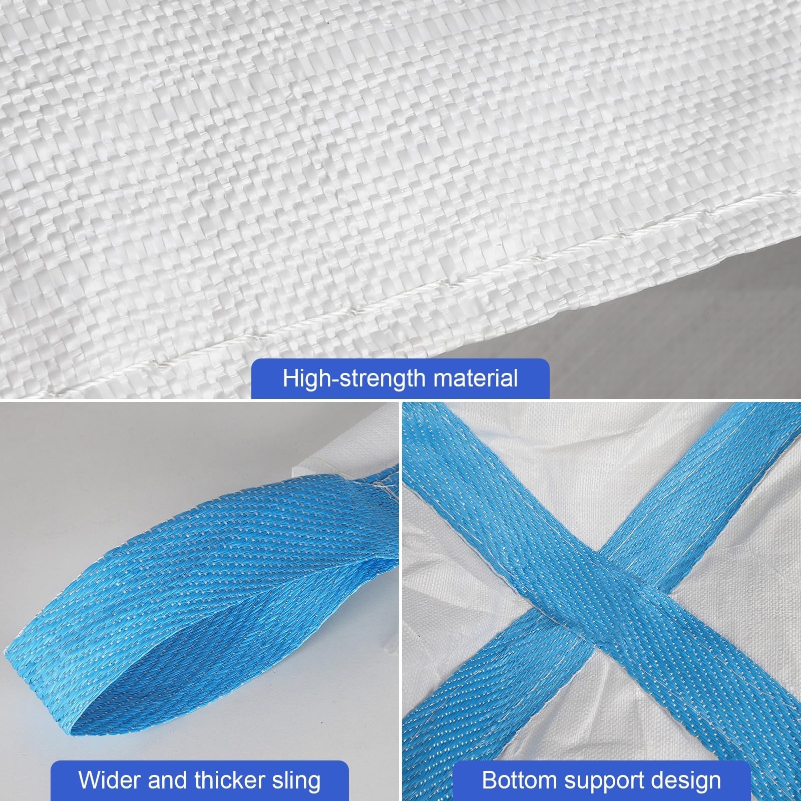 10 Pack FIBC Bulk Bag, 1.5 Ton Bag, 35″L x 35″W x 43″H, 3300lbs SWL, Duffle T…