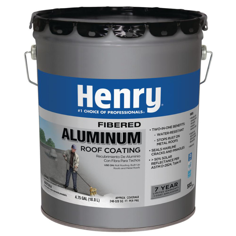 4.75 Gal Premium Fibered Aluminum Reflective Roof Coating Water Resistance Henry