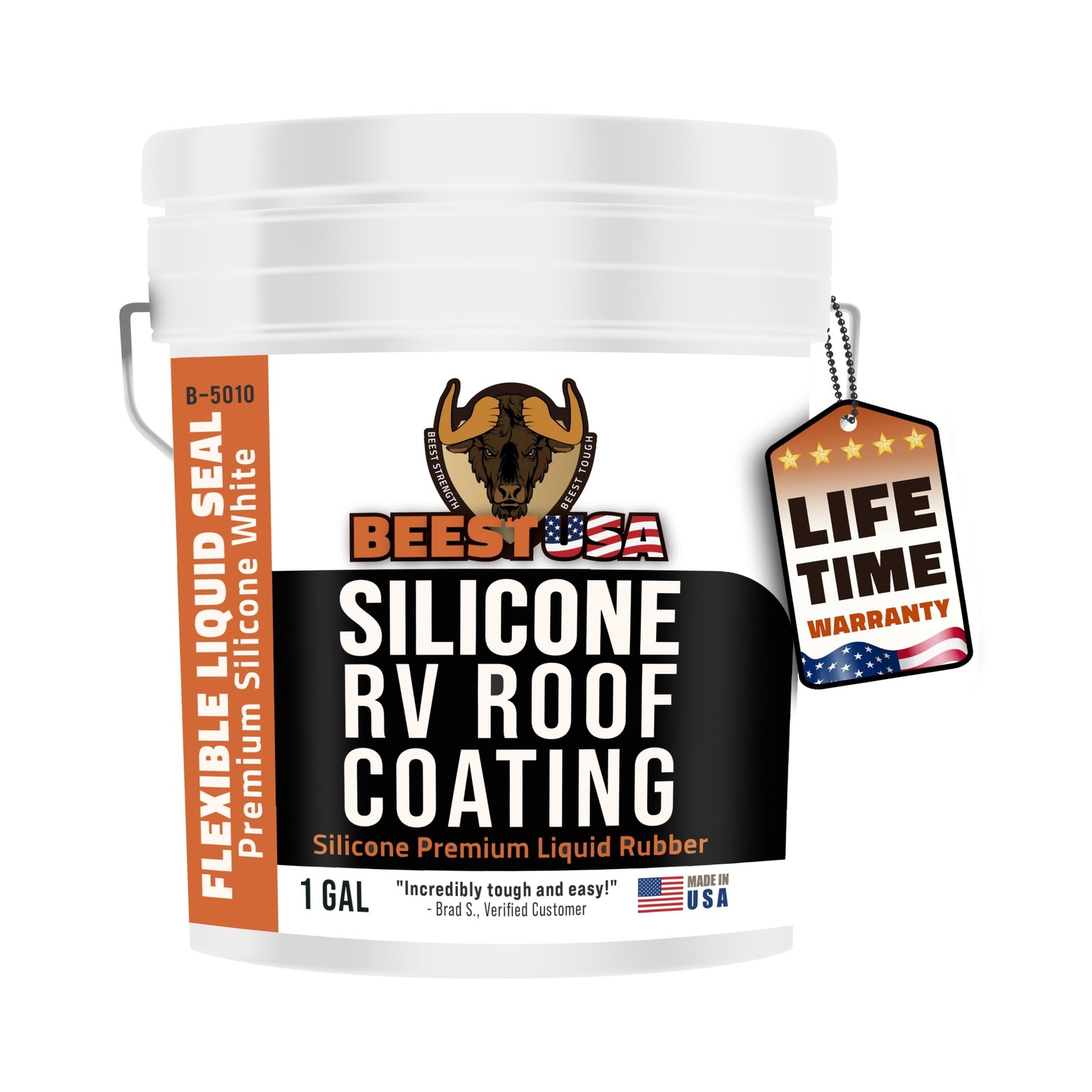 BEEST RV Roof Coating Silicone White, 1 Gal Covers up to 33.5 s… Fast USA SHIP