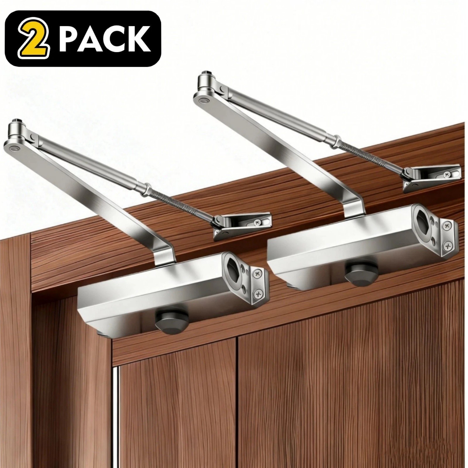 2 Pack 65-85 Kgs Size4 Commercial Door Closer Silver Aluminium Alloy Heavy Duty