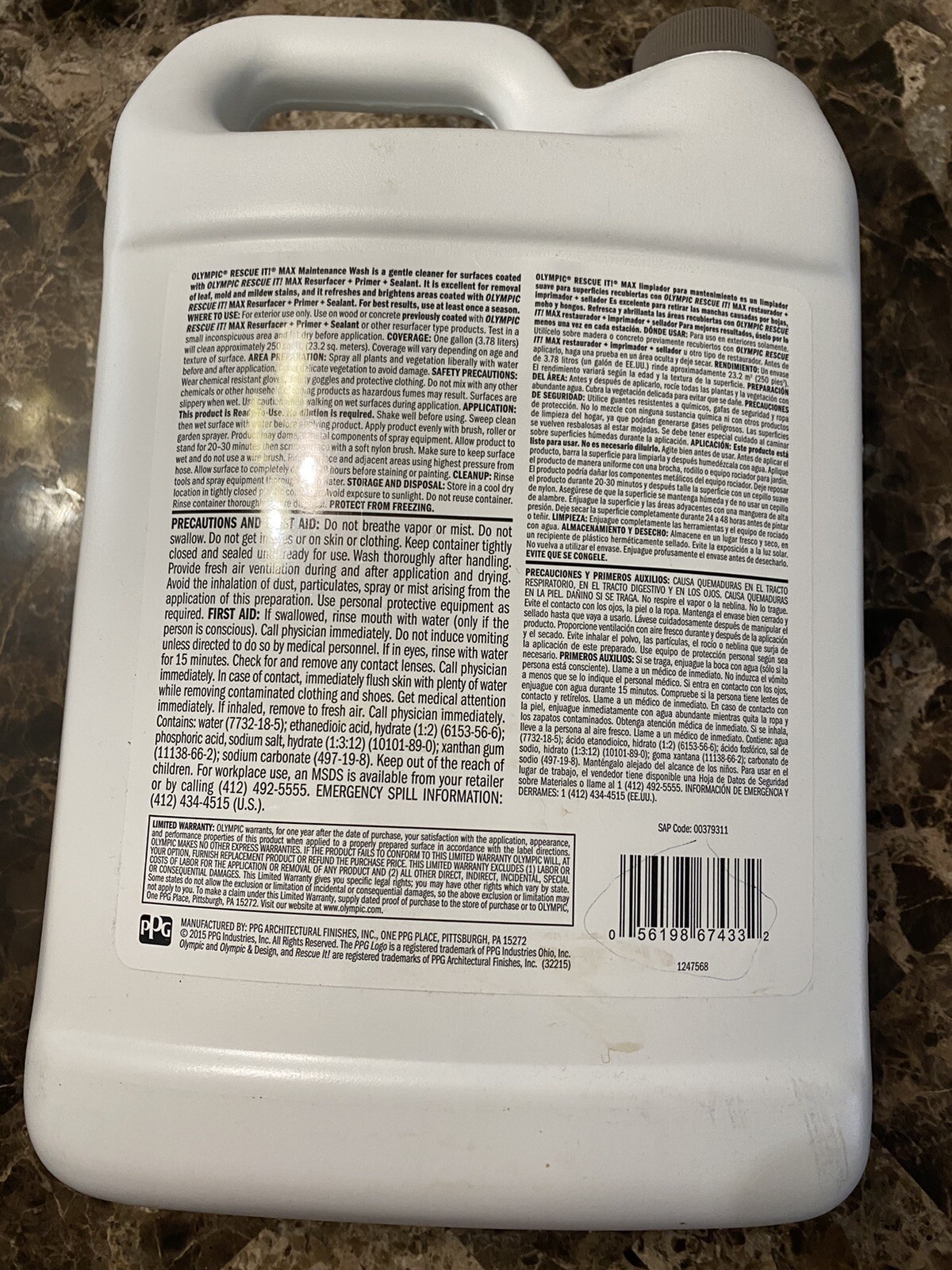Olympic Rescue IT Maintenance Wash MAX Refreshes & Brightens 1 Gallon 250 Sq Ft