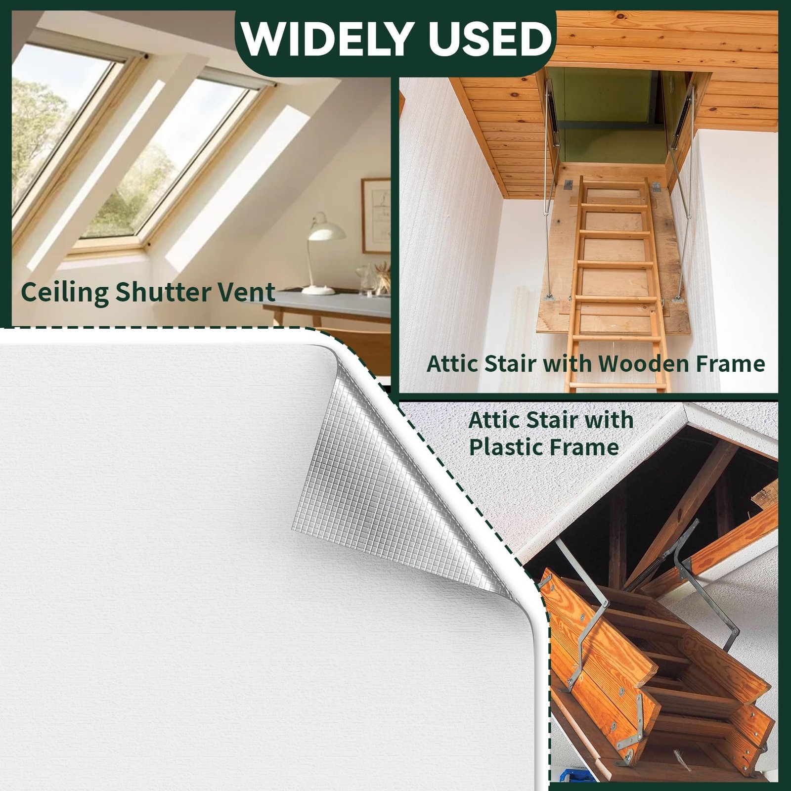 Flehomo Insulation Cover Kit for Attic Stairs & Ceiling Vent, 3-Layers Heat I…