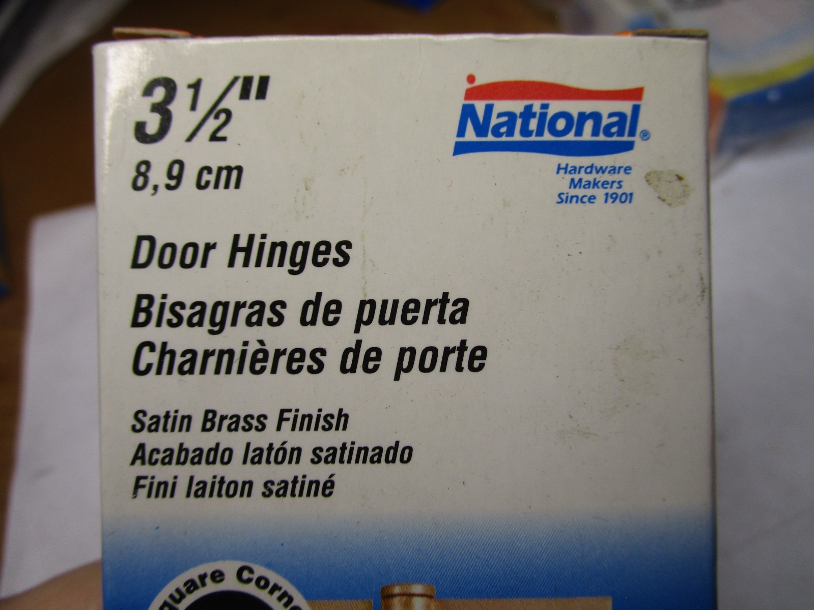 3-1/2″ Sat Brass Full Mortise Square Hinge Door Hinges 2Ct