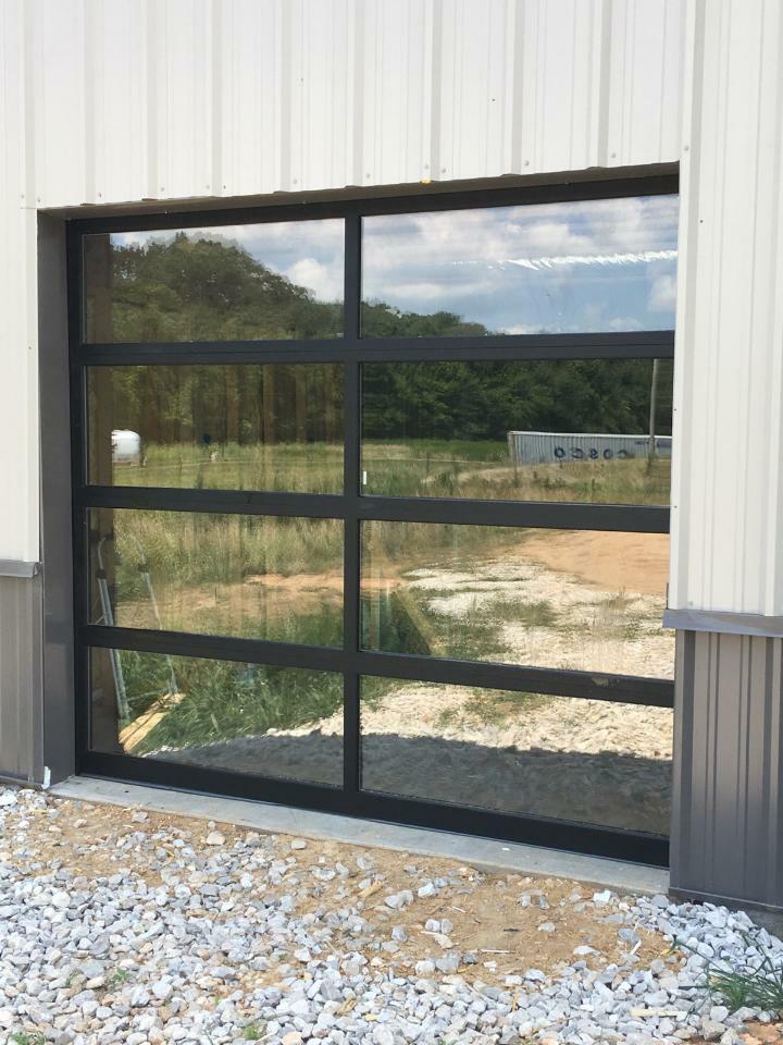 Full View [9′ x 7′] Black Anodized Aluminum & 1/8″ Clear Glass Garage Door