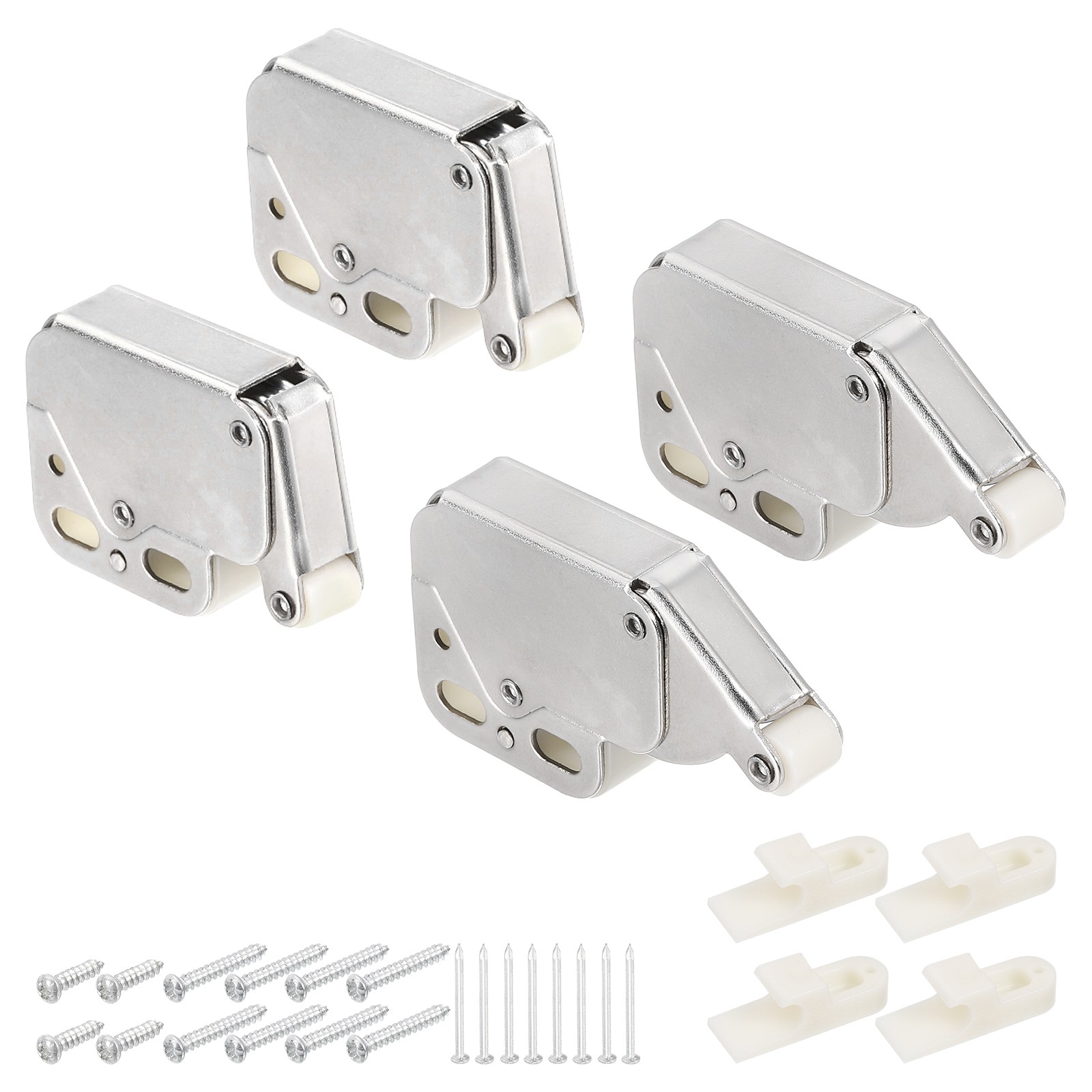 4 Pcs Magnetic Push Latches for Cabinet, 1.93×1.1 Inch Push to Open Latch Grey