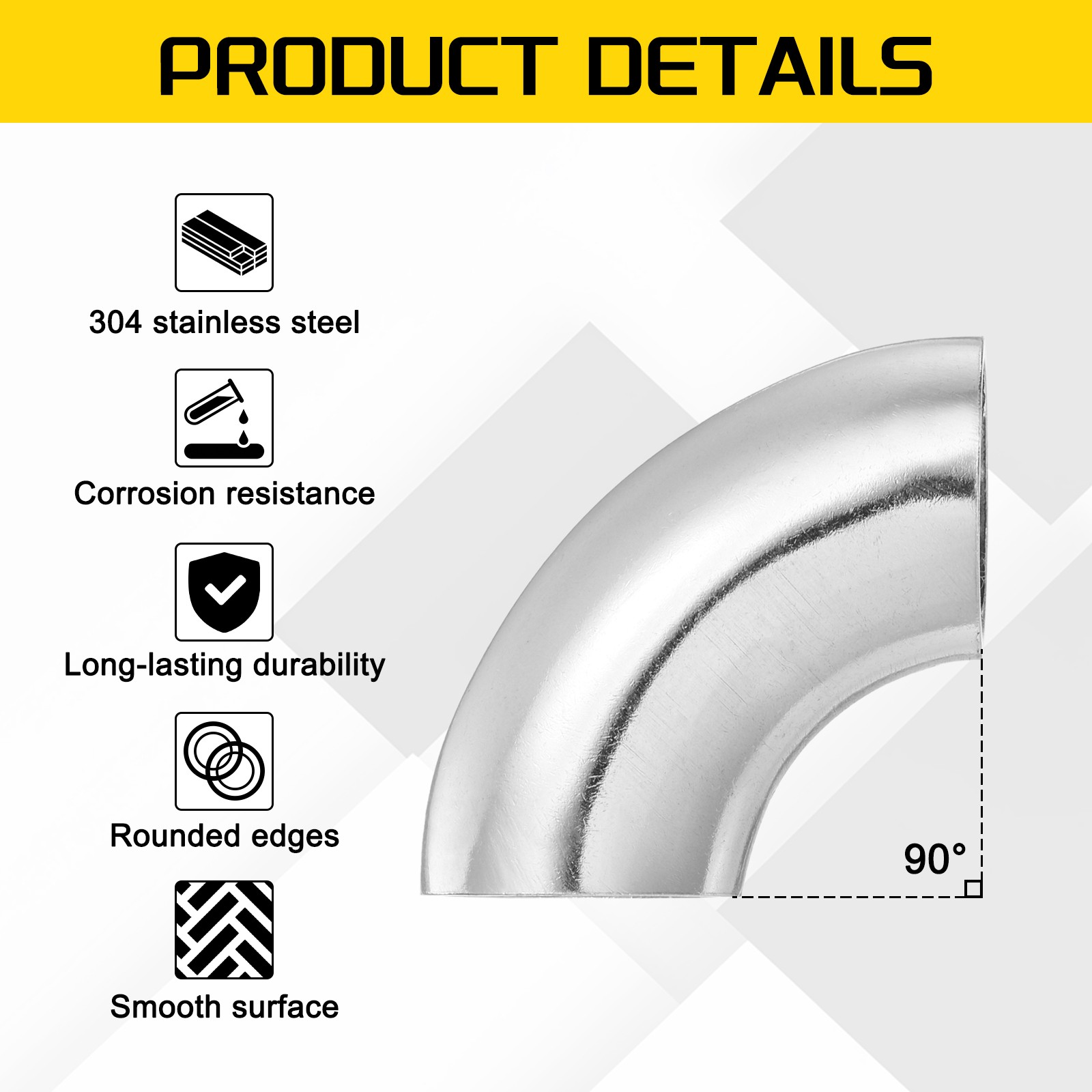 4 Pack 90 Degree Exhaust Elbow Pipe Kit 0.06 Inch Thickness 0.75 Inch OD