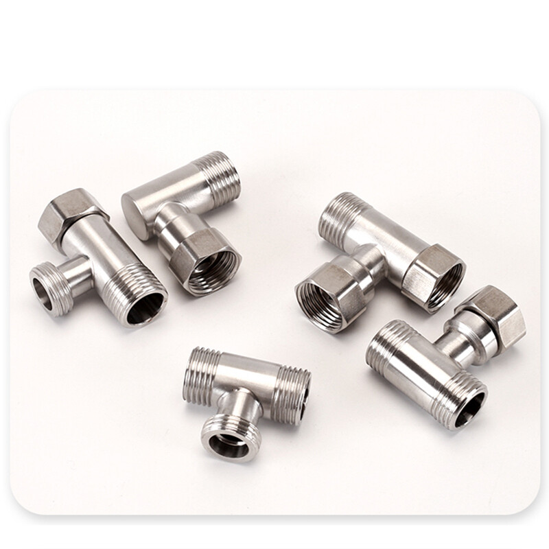 304 Stainless Steel 3 Way Fitting Gas Angle Valve Hose Connector Adapter 1/2″