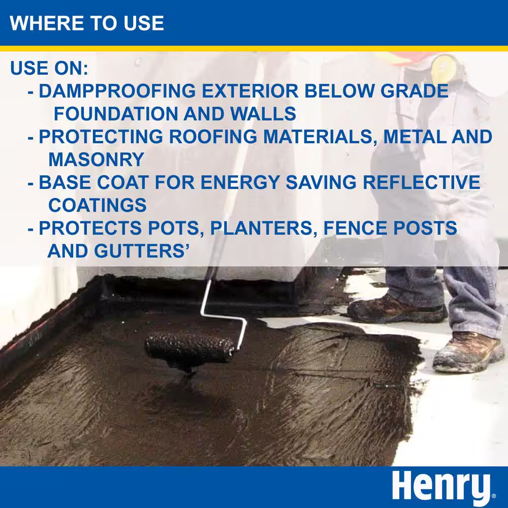 Henry 201 Fibered Black Roof Coating – 0.90 Gallon Compatible with Henry 209XR