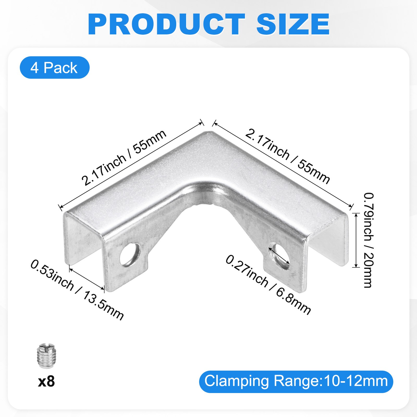 4 PCS 10-12mm Glass Fixing Clip L-Shaped Glass Combination Fixing Bracket