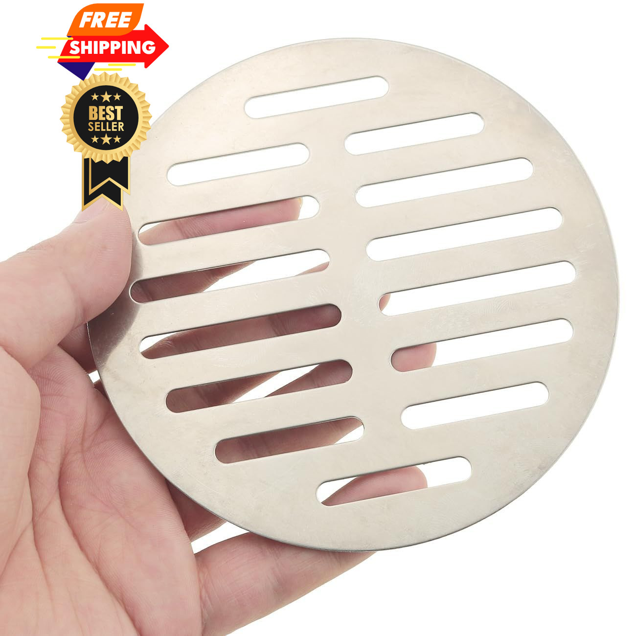 FMHXG Stainless Steel Round Floor Drain Cover 5 Inch Thickened Silver Tone