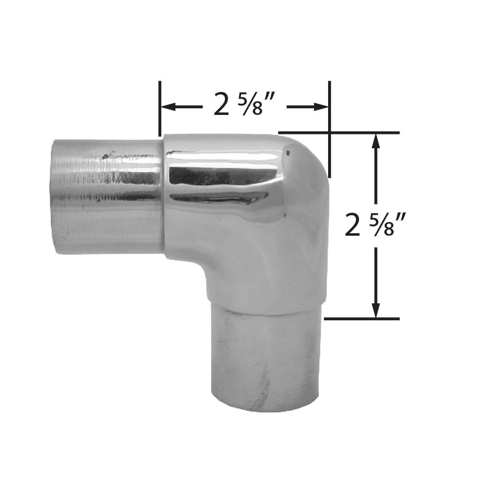2″ Dia. x 2-5/8″ H Satin Stainless Steel 90 Degree Flush Elbow Fitting for