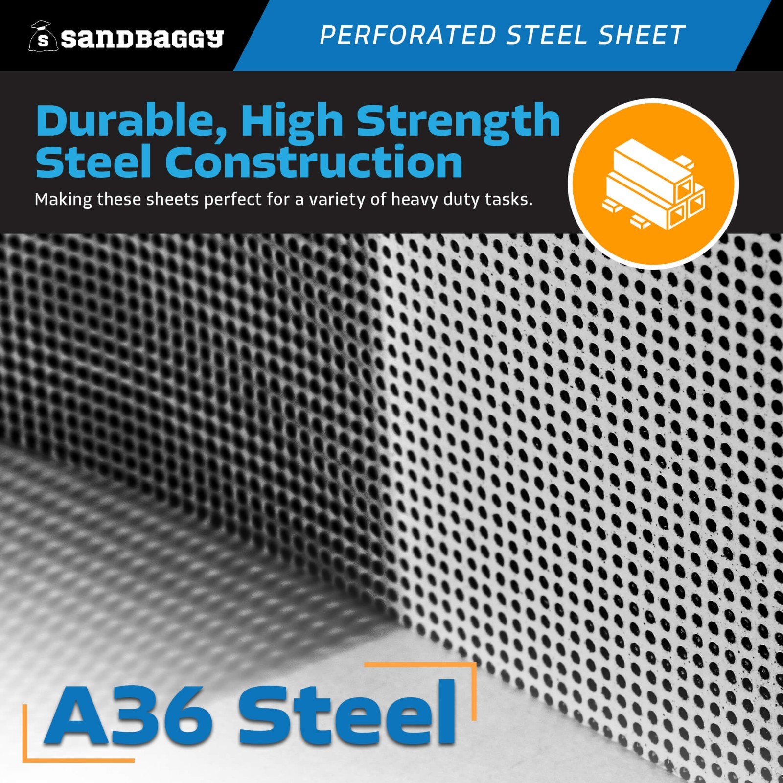 Sandbaggy Perforated Steel Sheet 12″ x 12″ – Perforated Metal Sheet – 20 Gauge