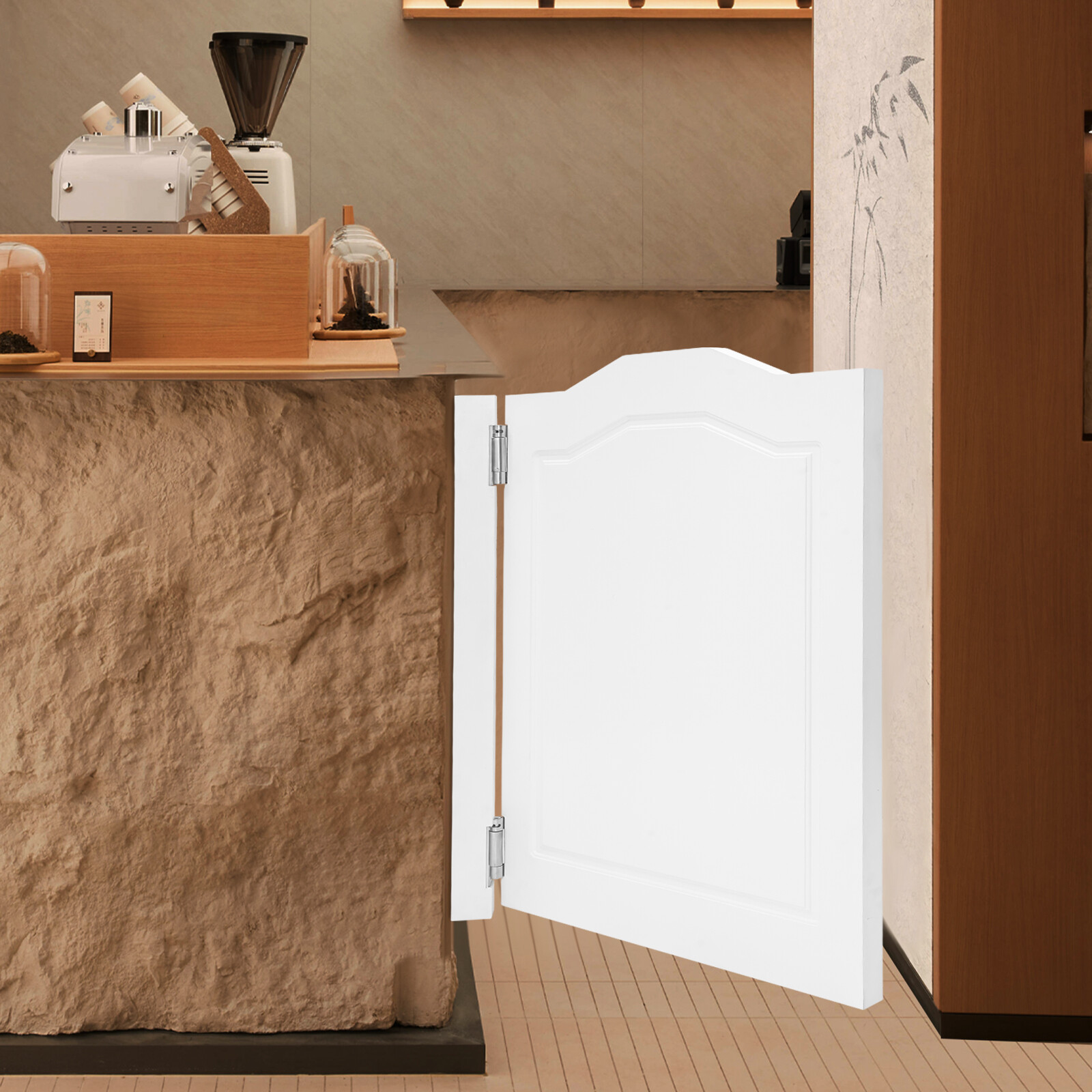 Partition Door, Swing Solid Wood Door, White Partition Door for Shop Entrance