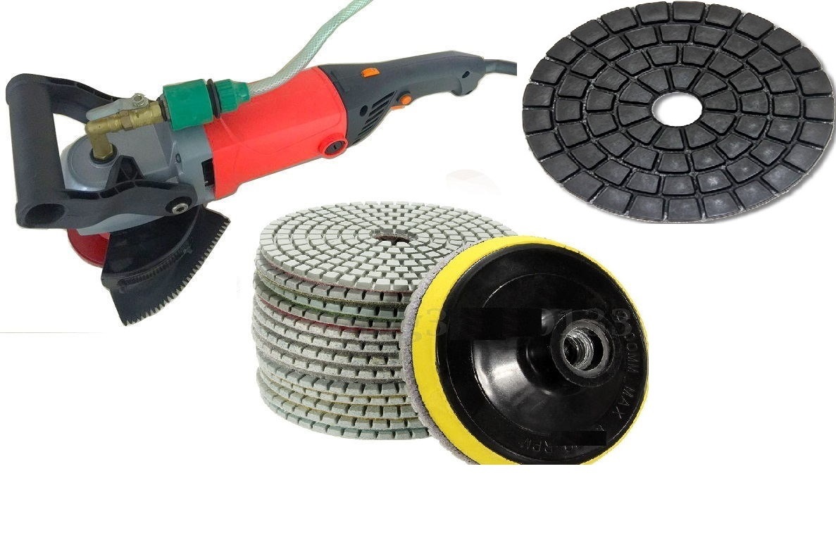 Variable Speed Wet Grinder Concrete Sander Granite 5″ Polishing 12 Pad DAMO Buff