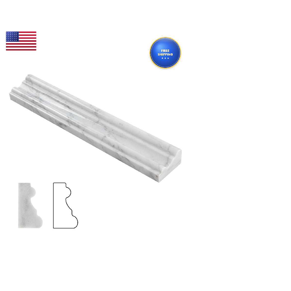 Lovdeco 10 Pcs Carrara Marble Chair Rail Trim Molding Carrara White Marble Trim