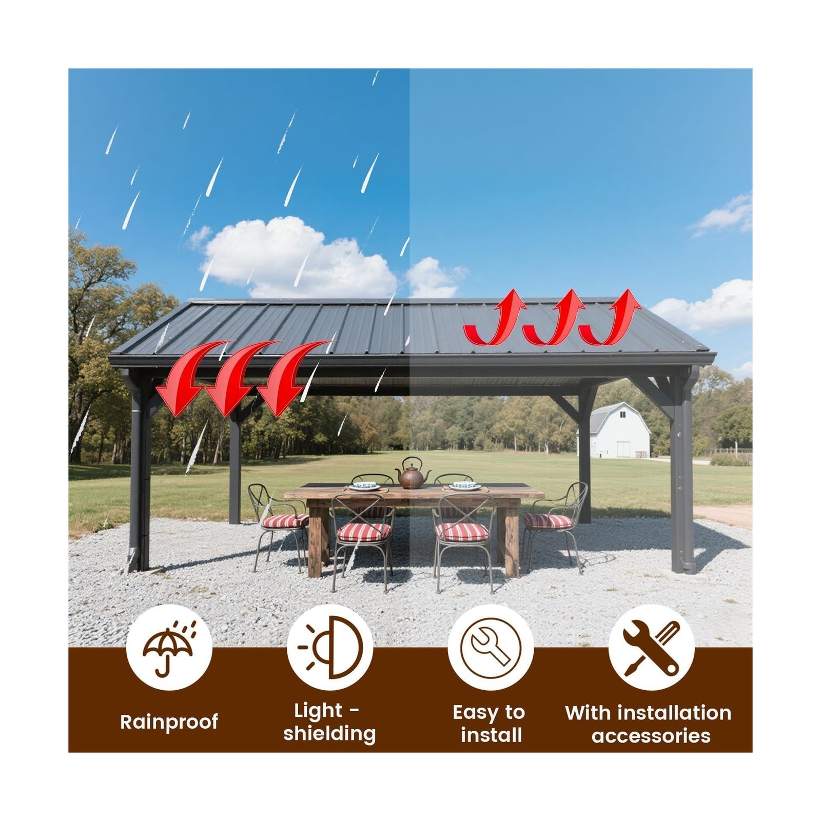 18 Pcs Metal Roofing Panels, L43.3×W17.72 Inch Corrugated Galvanized Roofin