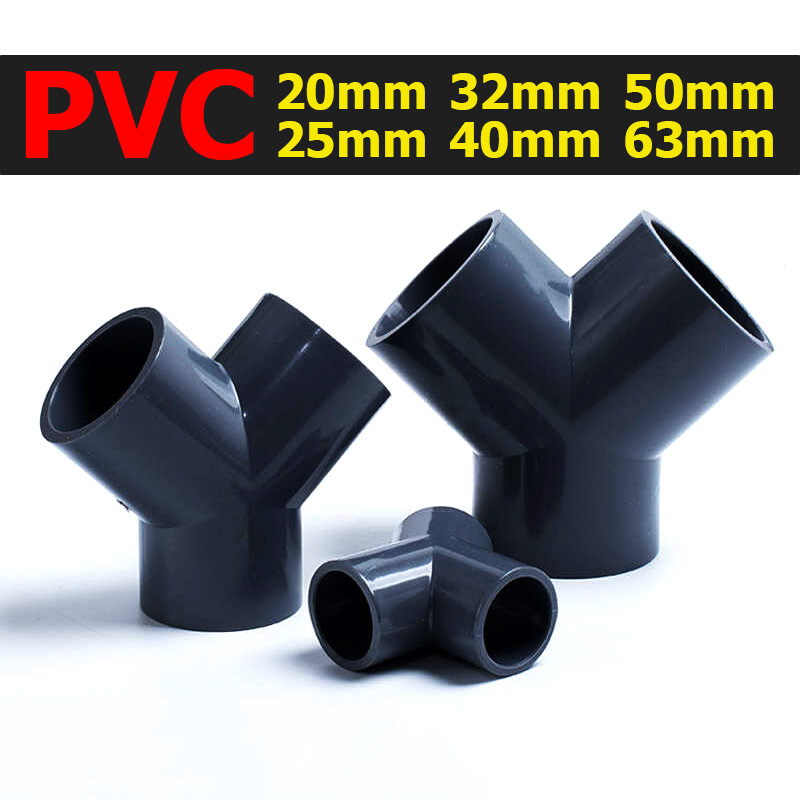 PVC Pipe Fittings Y-Shape Wye Connector Adapter Solvent Weld ID 20mm – 63mm Grey
