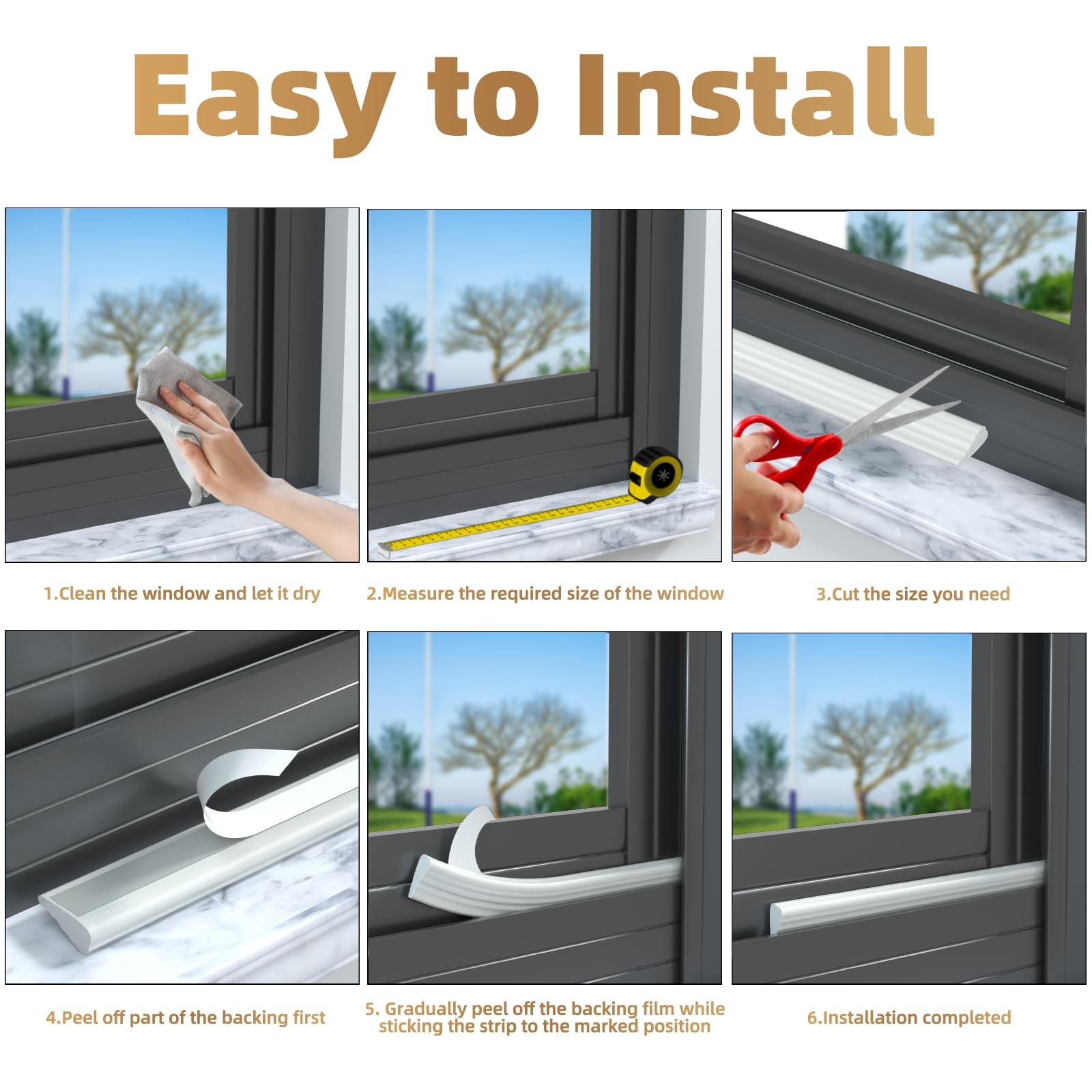 196” Wedge-Shape Foam Window Weather Stripping Door Seal 196″, White