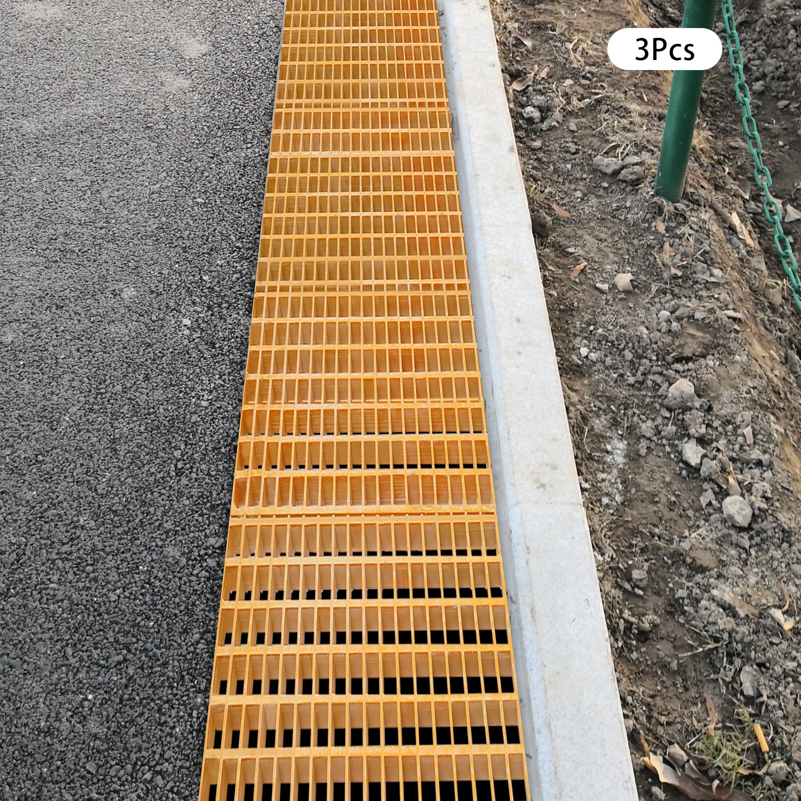 3 Pcs Grating Covers Drain Grate Frp Floor Grating For Car Wash, Farms, Sidewalk