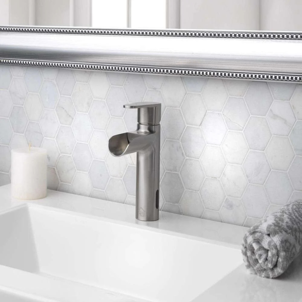 Homewerks Bathroom Sink Faucet Nickel 1 Handle Mid Arc