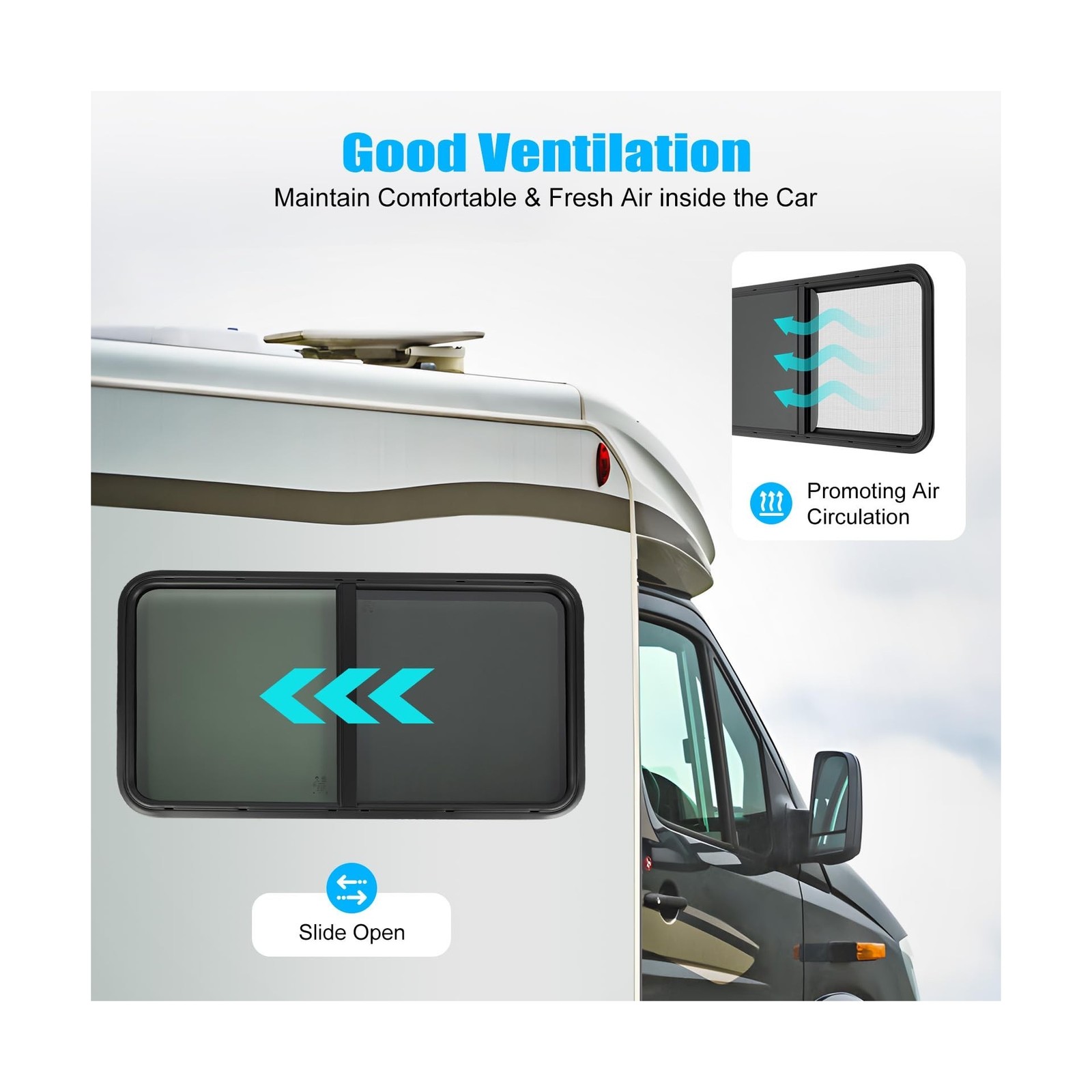 Horizontal RV Window, Camper Windows Replacement, 43″ x 23″, Sliding Window f…