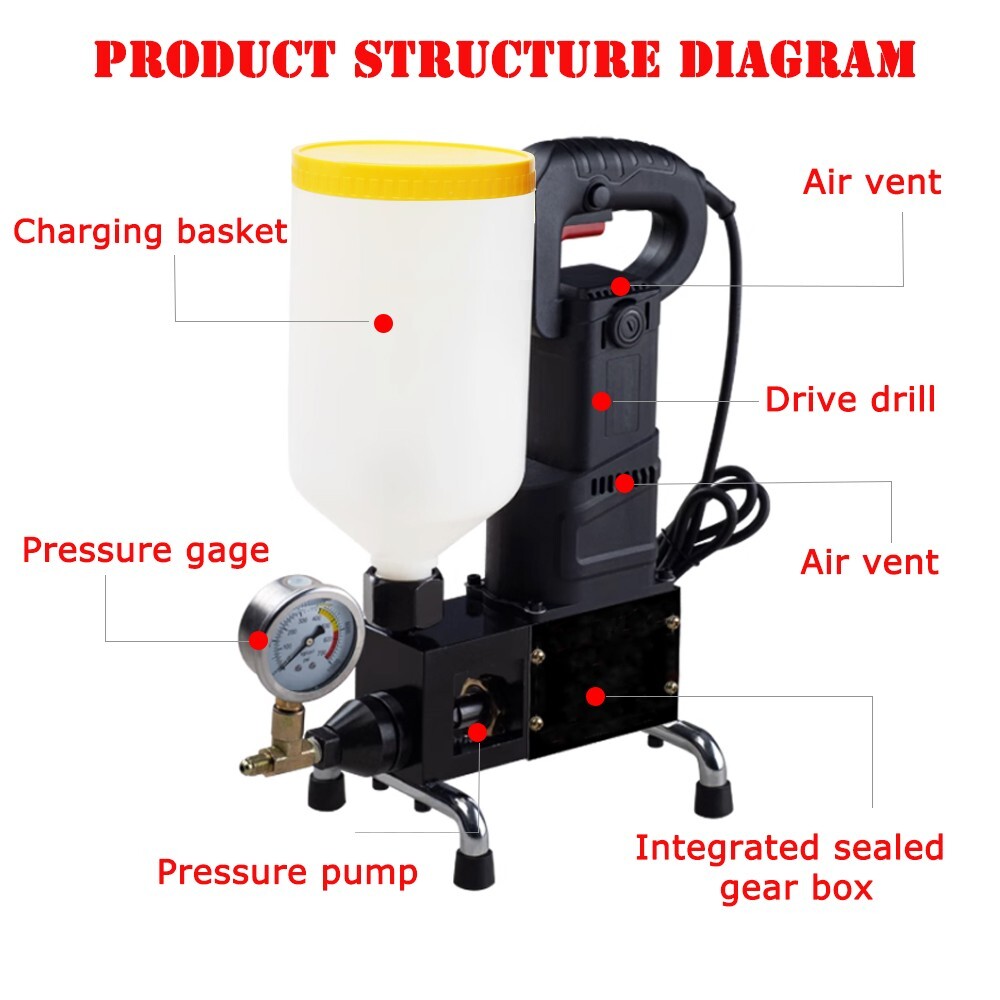 TECHTONGDA 220V High Pressure Slurry Injection Pump Pouring Machine 18000PSI