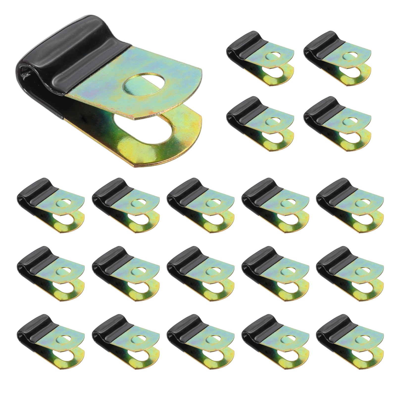 20Pcs 1/5″ Vinyl Coated Cable Clamps Galvanized Steel Metal Cable Clips Black