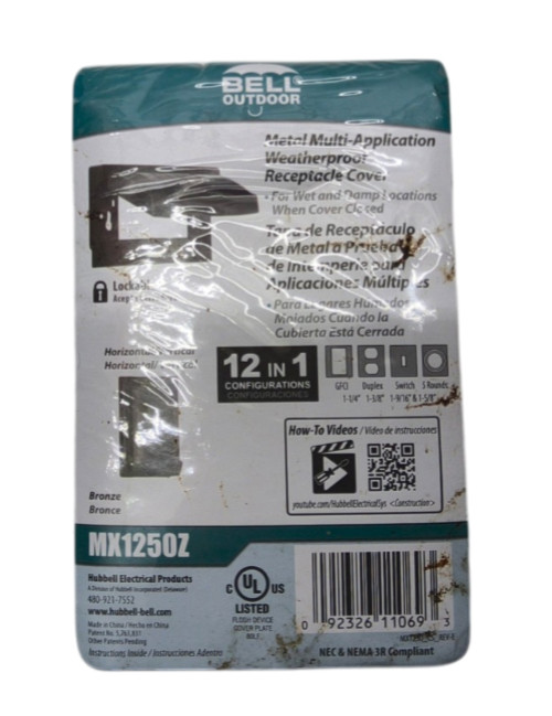 1-Gang Flip Weatherproof Cover, Vertical/Horizontal, 12-in-1, Bronze